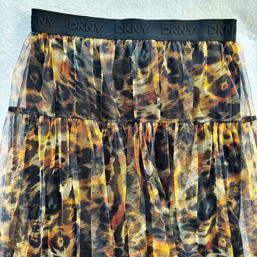 DKNY Animal Print Sheer Tulle Overlay A-Line Midi Skirt—NWT—S - Picture 8 of 15